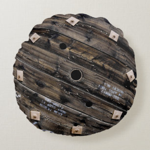 Ende des Industriedrahtpools aus Holz Rundes Kissen