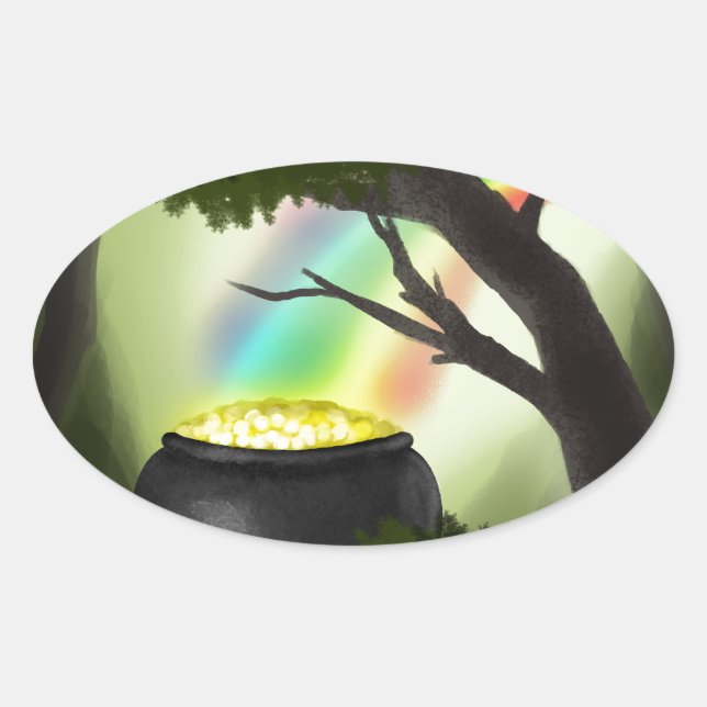 Ende des Regenbogens Ovaler Aufkleber (Vorderseite)
