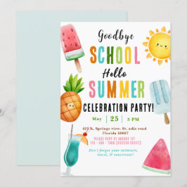 Ende des Schuljahres Sommerliches Party Einladung