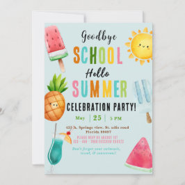 Ende des Schuljahres Sommerliches Party Einladung