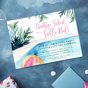 Ende des Schuljahres Sommerpool Party Einladung