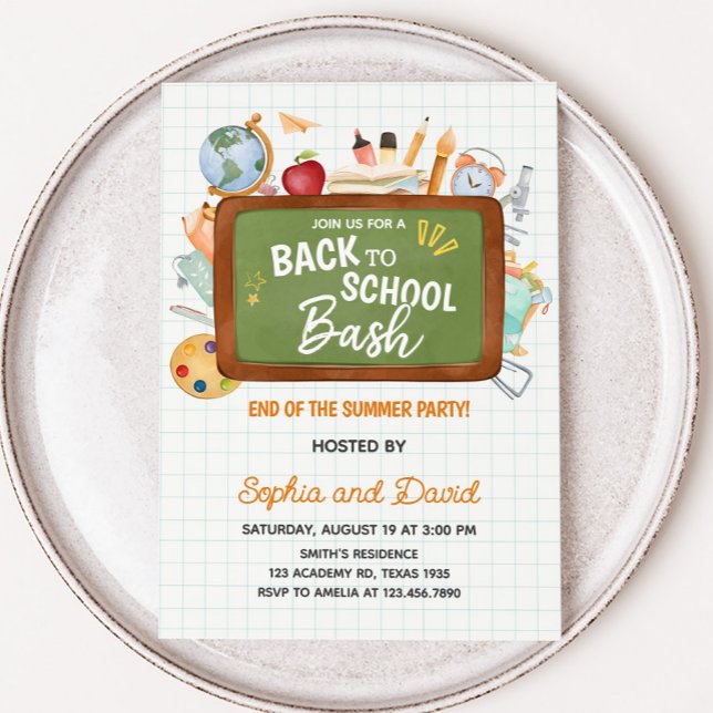 Ende des Sommers Zurück zur Schule Party Einladung (Back to School Bash Party Invitation)