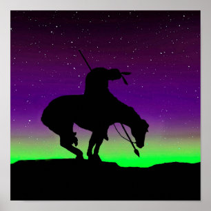 Ende des Trail Sihouette mit Nachthimmel Poster