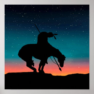 Ende des Trail Sihouette mit Nachthimmel Poster