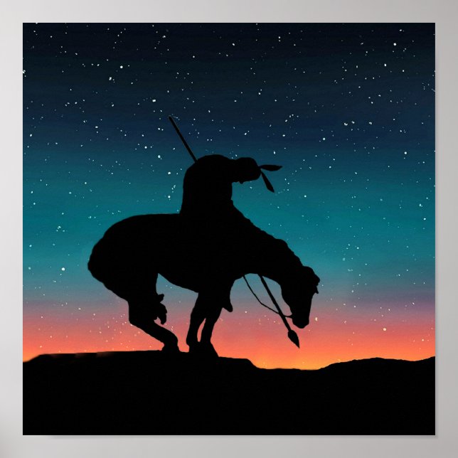 Ende des Trail Sihouette mit Nachthimmel Poster (Vorne)