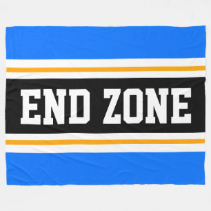 ENDE ZONE Bright Blue Yellow Black Football Strips Fleecedecke