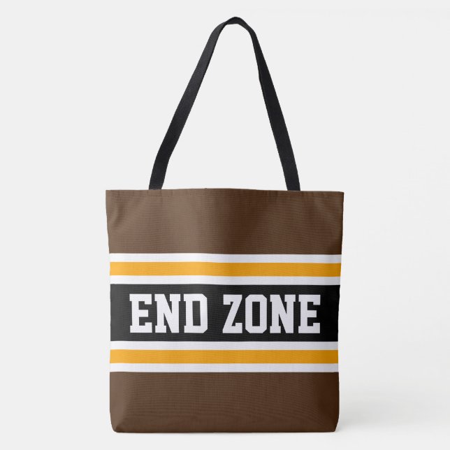 ENDE ZONE Fett Athletic Brown Yellow Black Strips Tasche (Vorderseite)