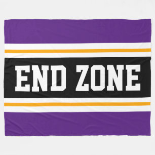 ENDE ZONE Fett Lila-Gelbe schwarze Fußballstreifen Fleecedecke