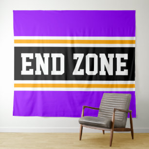 ENDE ZONE Helle, Lila, schwarz-gelbe Racing Streif Wandteppich
