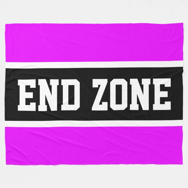 ENDE ZONE Hellrosa Schwarz-weiße Sportstreifen Fleecedecke (Vorderseite (Horizontal))