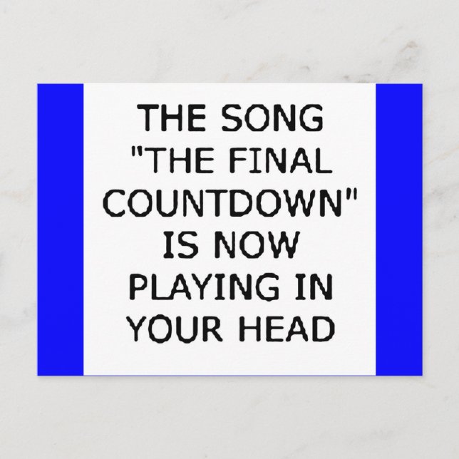 Endgültige Countdown für das Lied jetzt im Kopf Postkarte (Vorderseite)