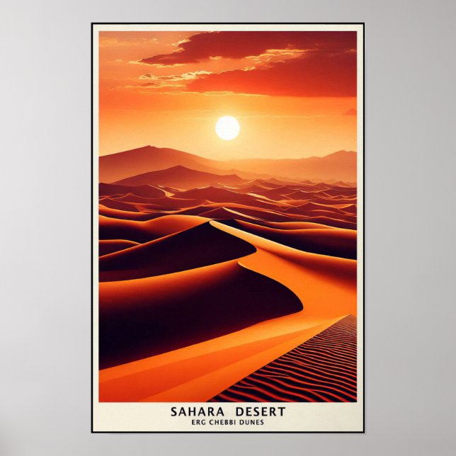 Endless Dunes Of Erg Chebbi, Morocco Poster (Vorne)
