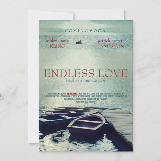 ENDLESS LIEBE Poster Filmstil Einladung (Vorderseite)