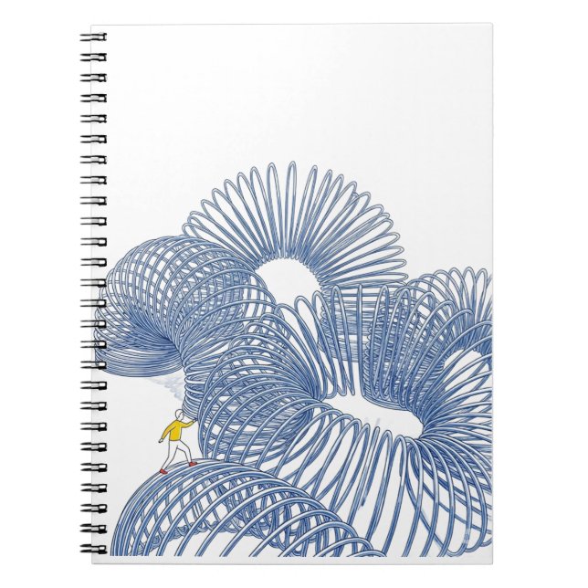 Endless Slinky Coil Walk Minimalistisches Notebook Notizblock (Vorderseite)