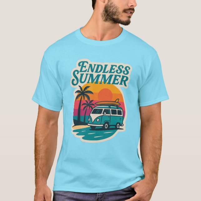 Endless Summer – Retro Surf Van Sunset T-Shirt (Vorderseite)