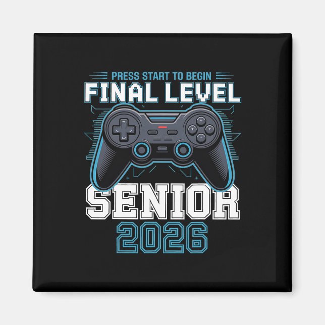 Endlevel Senior 2026 Press Start Gamer Style  Magnet (Vorne)