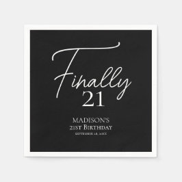 Endlich 21 Schwarz & Weiß 21. Geburtstag Serviette