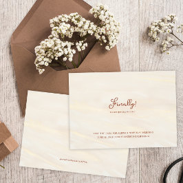Endlich! Brush Gold & Terracotta Script Wedding Save The Date