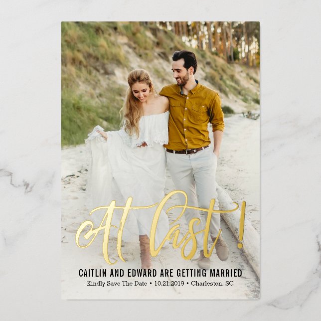 Endlich ECHTE FOLIE Save The Date Karte (Vorderseite)