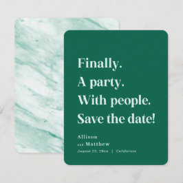 Endlich ein Party Simple Text Emerald Minimalistis Save The Date