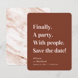 Endlich ein Party Simple Text Sienna Minimalistisc Save The Date