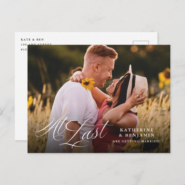 Endlich Elegantes Foto Save the Date Postkarte (Vorne/Hinten)