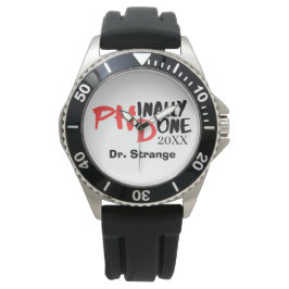 Endlich fertig. - Lustiges PHD-Abschlusszitat-Desi Armbanduhr