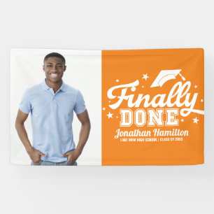 Endlich Fertig Orange Graduation Party Foto Banner