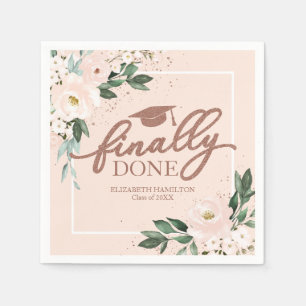 Endlich Fertig Rosa Blush Bloral Graduation Party Serviette