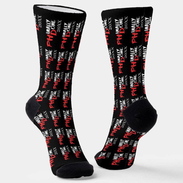 Endlich fertig - Schwarzes PHD-Abschlusszitat-Desi Socken (Gewinkelt)
