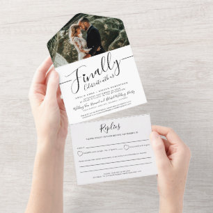 Endlich Foto Mono nachträgliche Hochzeit feiern All In One Einladung