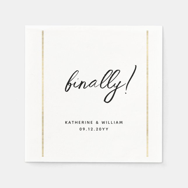 Endlich Gold Border Custom Wedding Verlobung Serviette (Vorderseite)
