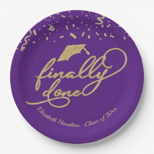 Endlich Gold Calligraphy Graduation Party Pap Pappteller