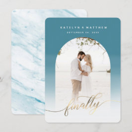 Endlich Gold Script Wasserfall Arch Gerahmtes Foto Save The Date