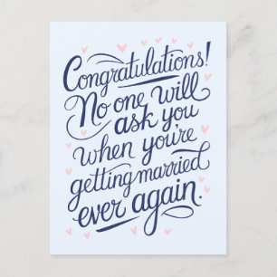 Endlich heiraten lustige Paare Hochzeit Postkarte