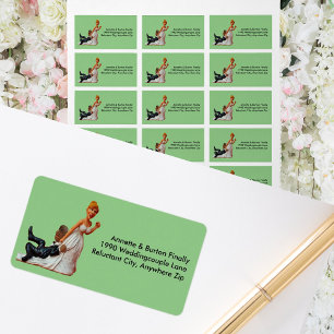 Endlich Hochzeitscouch Funny Interracial Paar 2 Adressaufkleber