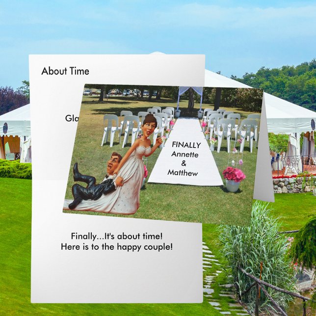 Endlich Hochzeitscouple Brown Hair Funny Couple Karte (Finally Wedding Couple Brown Hair Funny Couple Card)