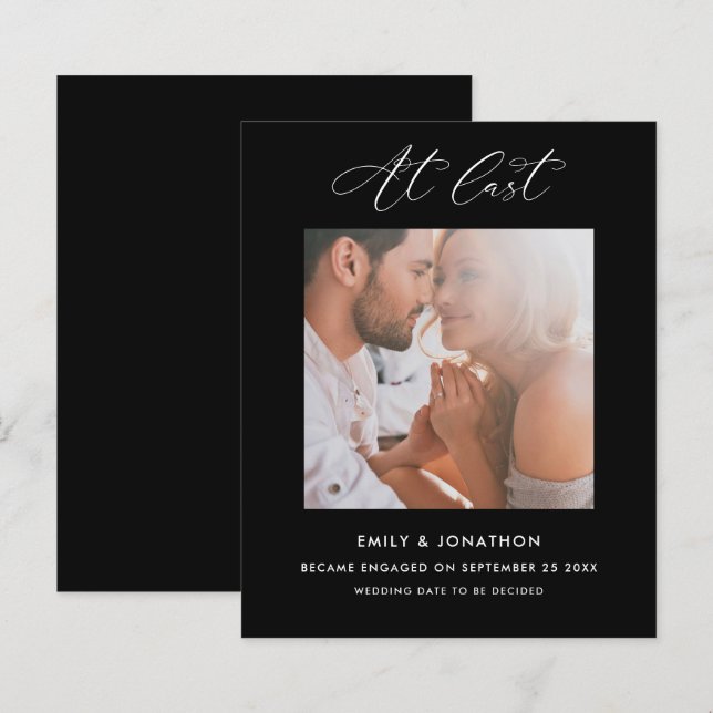 Endlich Kalligrafie Foto Verlobung Black (Vorne/Hinten)