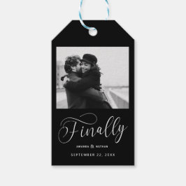 Endlich Minimalistische Hochzeit Foto Save the Dat Geschenkanhänger