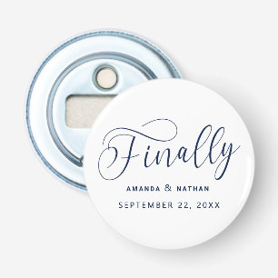 Endlich Minimalistische Hochzeit speichern Sie das Flaschenöffner