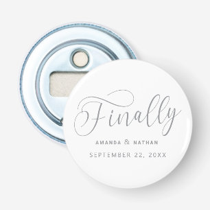 Endlich Minimalistische Hochzeit speichern Sie das Flaschenöffner