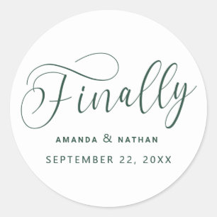 Endlich Minimalistische Hochzeit speichern Sie das Runder Aufkleber