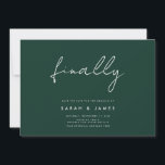 Endlich Moderner Minimalistischer Smarald Save the Date<br><div class="desc">Eine schlichte,  moderne Save the Date Karte. Personalisieren Sie dieses minimalistisch schwarz-weiß Design,  um Ihre persönlichen Daten und Nachricht zu haben.</div>