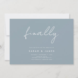 Endlich Modernes Minimalistisch Dusty Blue Save th Save The Date