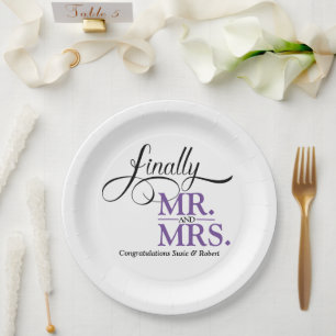 Endlich Mr und Mrs Hochzeitsempfang Pappteller