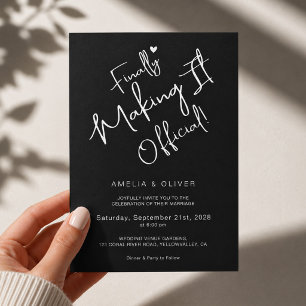 Endlich offiziell: Moderne schwarze Hochzeit Einladung