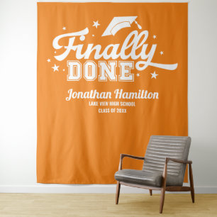 Endlich Orange Graduation Party Background Wandteppich