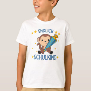 Endlich Schoolkind Affen School Beutel Rock The T-Shirt