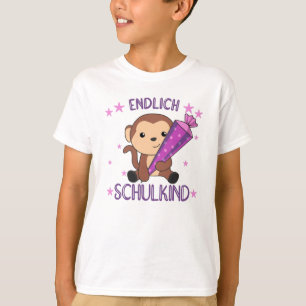 Endlich Schoolkind Affen School Beutel Rock The T-Shirt