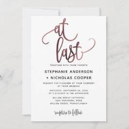 Endlich Schwarze Rose Gold Script Typografie Hochz Einladung